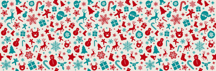 Wall Mural - Christmas banner with seamless background. Vector.