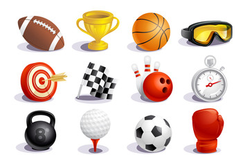  Sport symbols and icons vector set