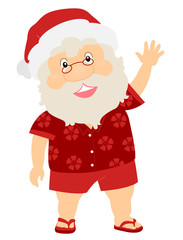 Canvas Print - Senior Santa Summer Clothes Australia Illustration