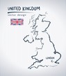 United Kingdom national vector drawing map on white background