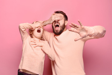 Wall Mural - Young father with his baby daughter