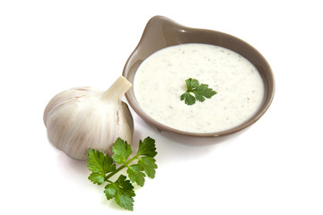 Garlic sauce in a bowl