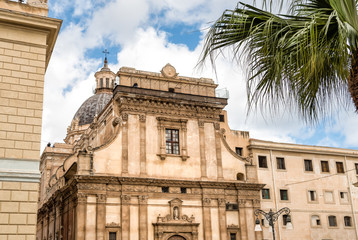 Wall Mural - View of Santa Caterina church facade, that overlooking the Bellini square in Palermo, Italy
