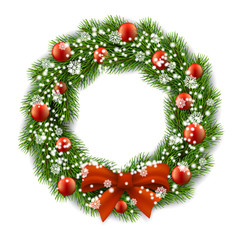 Wall Mural - Christmas wreath. Realistic vector illustration. Element for design greeting cards.