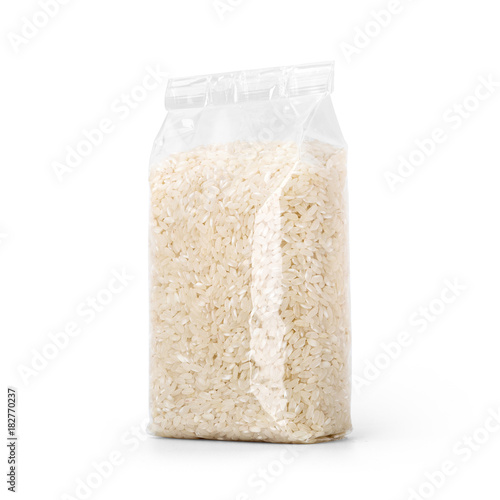 Download Rice in transparent plastic bag isolated on white ...
