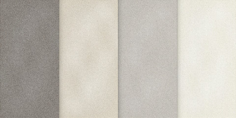 Vector various beige color backgrounds, realistic cloth illustration, set of vertical banners with sackcloth texture.