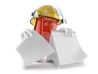 Poster - Fire extinguisher character with blank calendar