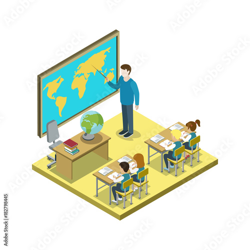 Fotografia Geography lesson at school isometric icon