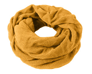 Sticker - Orange soft winter snood scarf isolated on white