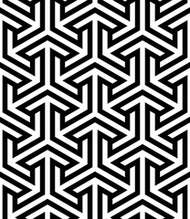 Wall Mural - Vector seamless texture. Modern geometric background. Monochrome repeating pattern with hexagonal tiles.