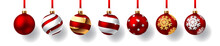 Christmas Balls With Red Ribbon