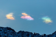 Three Clouds  Natural Circumhorizontal Arc With Blue Sky, Mountain Silhouette