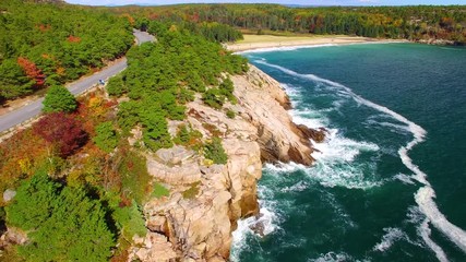 Poster - Acadia National Park, Maine. Beautiful aerial view