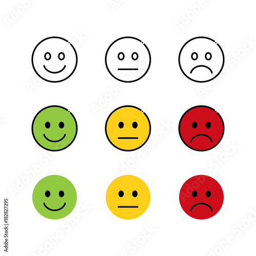 Smiley emoticons icon positive, neutral and negative, flat design Stock ...