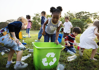 Sticker - Responsible group of kids cleaning at the park