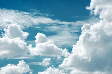 Wall Mural - beautiful blue night sky with large clouds
