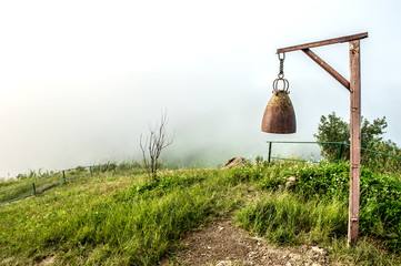 Wall Mural - Moutain beautiful view with big bell at Doi pha tang number 102 in chiangrai tourist attraction in thailand