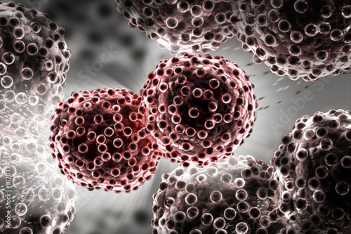 Cuadros en Lienzo 3d rendered Digital illustration of lung cancer cells in color background