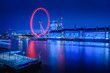 River Thames and London Eye/Night view on the London Eye, London