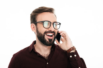 Wall Mural - Close up portrait of a cheerful smiling man in eyeglasses