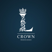 Elegant Letter L. Graceful Royal Style. Calligraphic Beautiful Logo. Vintage Drawn Emblem For Book Design, Brand Name, Business Card, Restaurant, Boutique, Hotel. Vector Illustration