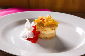 Wall Mural - cheese cake with carambola jelly