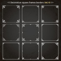 Canvas Print - decorative square frames and borders set 10 vector