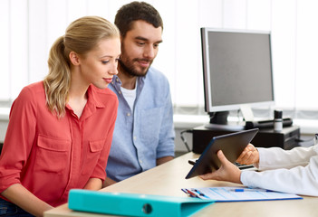 Sticker - couple visiting doctor at family planning clinic