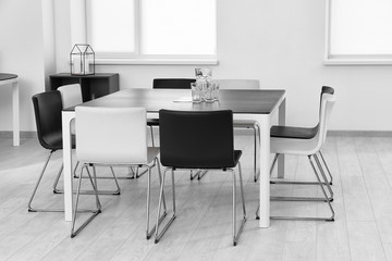 Wall Mural - Modern room interior with big table and chairs