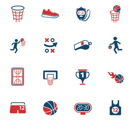 Wall Mural - basketball color icon set