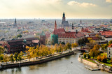 Fototapeta Góry - Wroclaw, Lower Silesia, Poland, October 15, 2017; View of Ostrow Tumski district in Wroclaw from Cathedra Tower 