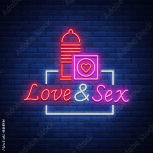 Sex Shop Is A Neon Sign Logo Vector Illustration Love Sex Bright