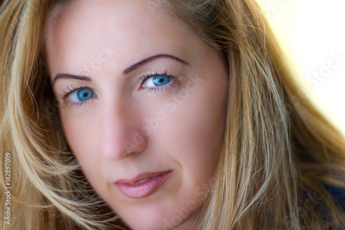 Young Beautiful And Attractive Woman Sexy Portrait Blue Eyes And