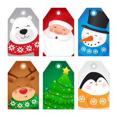 Christmas gift tags - cartoon characters