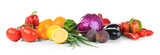 Fototapeta Panele - Composition of different fruits and vegetables on white background