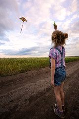 Wall Mural - girl with kite