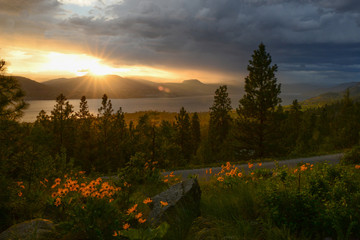 Okanagan Valley sunset and people enjoying the sunset