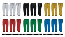 Set Trousers Pants Front, Back, Side, Colorful, Vector Images