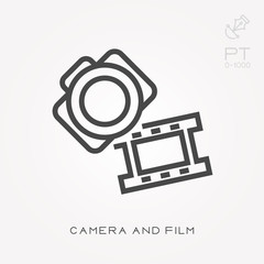 Wall Mural - Line icon camera and film