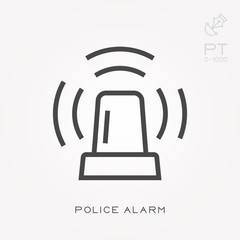 Line icon police alarm