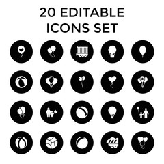 Sticker - Balloon icons. set of 20 editable filled balloon icons