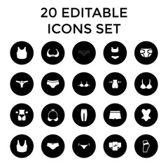 Sticker - Underwear icons. set of 20 editable filled underwear icons