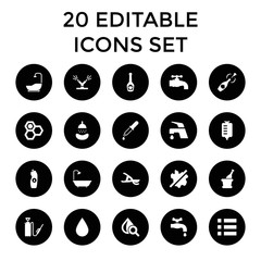 Canvas Print - Drop icons. set of 20 editable filled drop icons