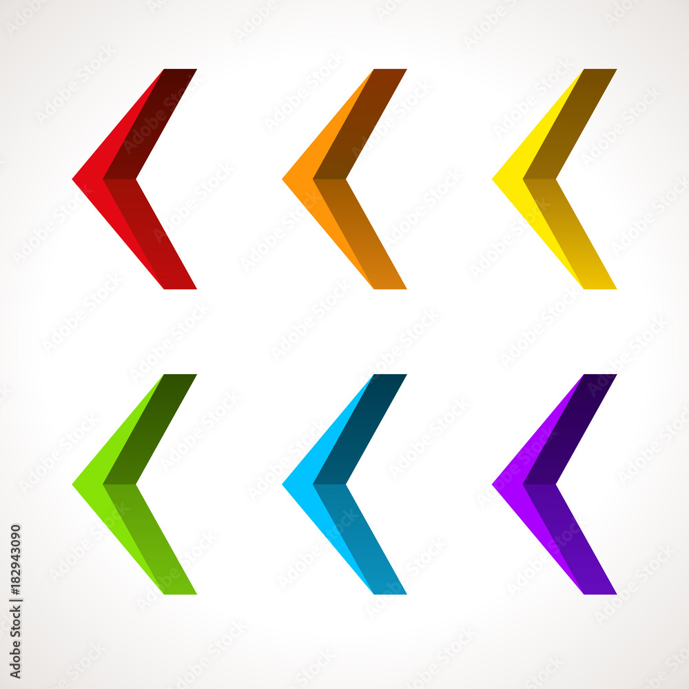 3D Arrow Icon Set. Vector illustration with colorful arrows Stock ...