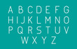 © Артём Ковязин - Thin Futuristic Line Stroke Font. Slim Latin English Alphabet Vector Typography on Green Background.