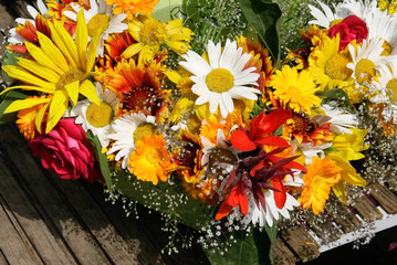 flower bouquet on a french local market in a historical city