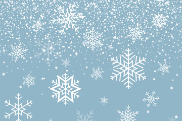 Canvas Print - Falling snow and Snowflakes. Winter background. Merry Christmas