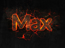 Max Fire Text Flame Burning Hot Lava Explosion Background.