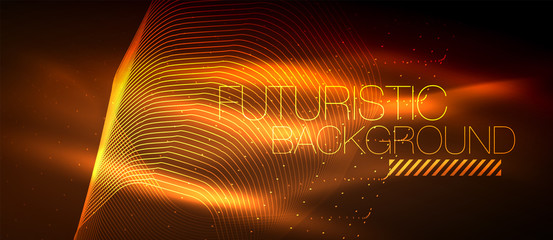 Hi-tech futuristic techno background, neon shapes and dots