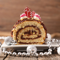 Canvas Print - christmas chocolate roll cake